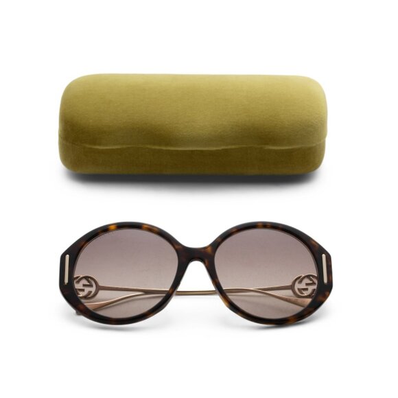GUCCI Havana Brown 58mm Round Sunglasses